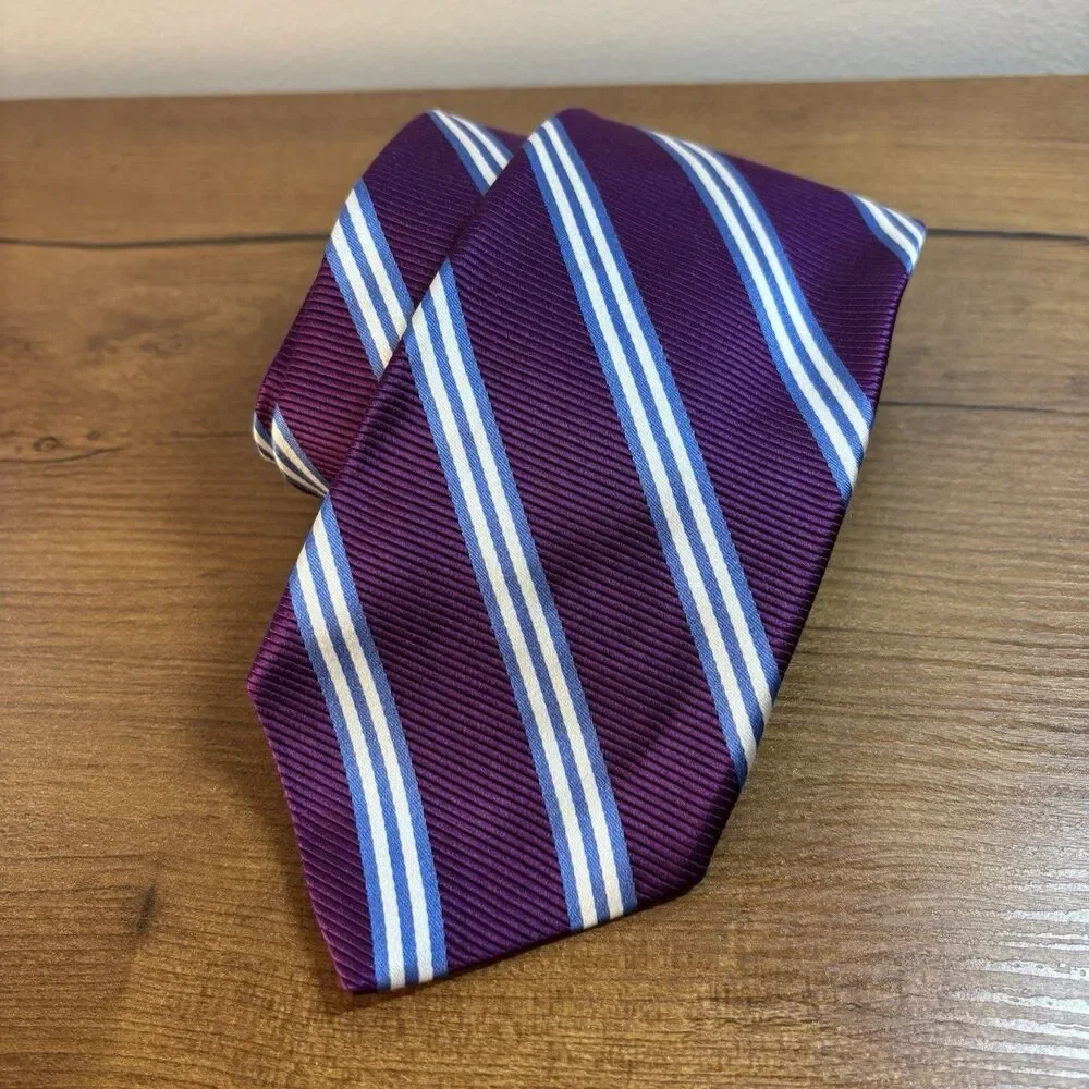 Brooks Brothers 346 Purple Blue Striped Preppy Silk Men's Tie